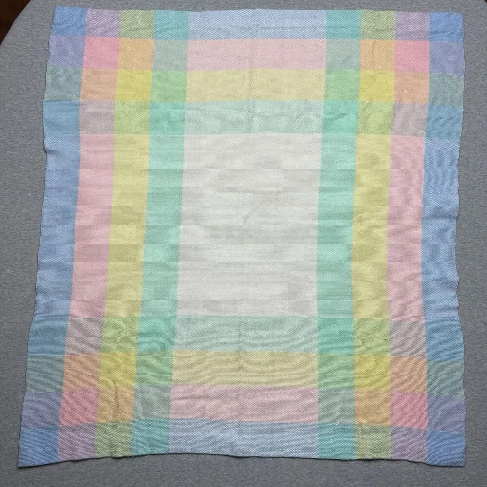 Vintage Crossnore School Inc Hand Woven Baby Blanket Pastel Crib Throw Americana